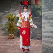 清朝古装女满族旗服贵妃娘娘还珠格格服饰晴儿小燕子紫薇同款(红色 XXL)