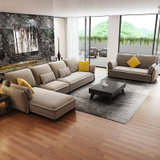 北欧羽绒布艺 鹿皮绒沙发组合大户型 现代简约客厅转角沙发可拆洗(双人+单人+左贵妃3.7米)