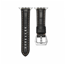 新款适用于苹果watch皮表带商务运动男女通用38/40mm皮表带(竹节款-黑色 42/44mm)