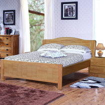 木巴包邮实木双人床1.5米 1.8米大床板式床橡胶木简易木床婚床(原木色C107 默认)