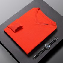 JLS简约休闲男士保暖男款长袖针织衫 RY021856M码橘/橘红 秋季保暖