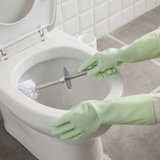 家务清洁乳胶手套厨房清洁刷洗碗橡胶手套家用洗衣防水PVC手套(绿色 默认)
