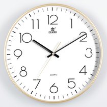 霸王挂钟客厅现代简约静音石英钟北欧创意挂表卧室钟表圆形时钟(14英寸（直径35.5厘米） 14英寸金色(细字))