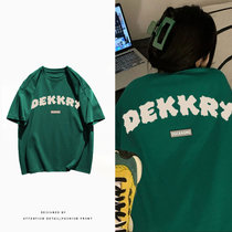 200克纯棉大码女装夏字母印花短袖T恤(绿色 M)