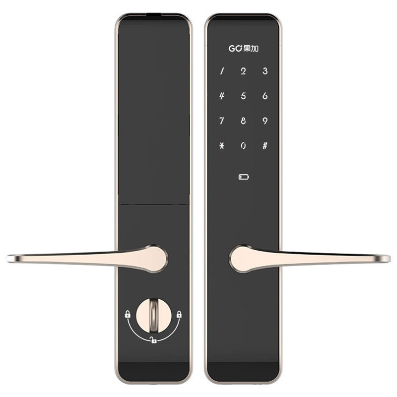 指纹密码锁果加智能锁f0密码锁感应锁公寓民宿锁防盗电子密码锁曜石黑