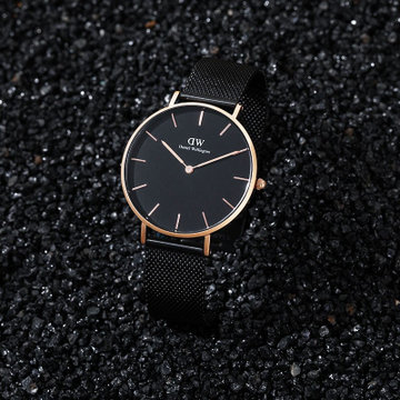丹尼尔惠灵顿dw手表男女同款情侣表36mm金边黑色表盘金属表带欧美表dw