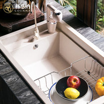 科恩纳石英石水槽单槽一体厨房洗菜盆花岗岩家用商用加厚洗碗水池(D750古田麦豪华套餐)