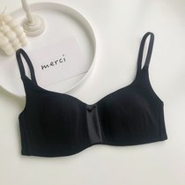 SUNTEK无钢圈无痕一片式内衣方领大胸显小胸春夏白色超薄文胸不空杯(黑色 L(建议75C/80A/80B))