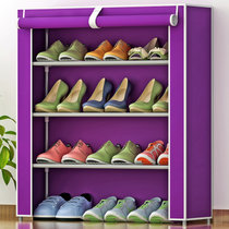 蜗家简易防尘鞋架 加厚无纺布鞋柜 组合3层鞋橱鞋柜03C(紫色 1)