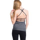 TITIKA瑜伽服速干健身背心跑步瑜珈运动吊带背心透气带胸垫61310(灰色 XS)