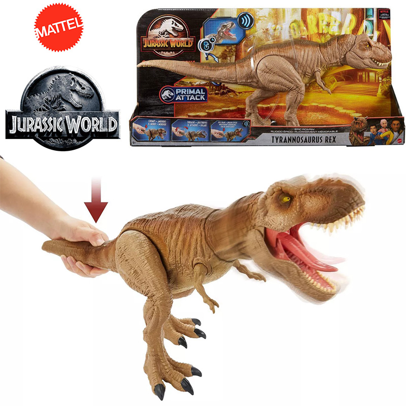 美泰侏罗纪世界声效互动霸王龙跺脚恐龙可动模型 男儿童玩具GWD67(怒吼霸王龙 专柜正品)