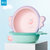 茶花初生婴儿洗脸盆新生儿童用品洗屁股可爱卡通PP用宝宝面盆小盆(绿色 1件)