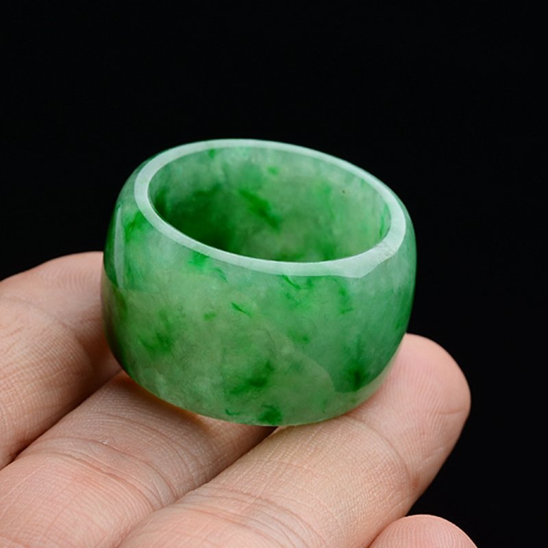 【翡翠王朝翡翠图片】糯冰种翠色翡翠扳指 jd046798图片大全,高清图片