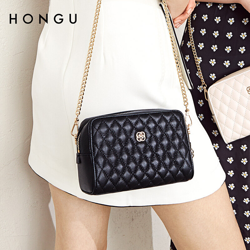 斜挎包红谷牛皮斜挎包菱格链条单肩迷你小包其他国美超市甄选返回商品