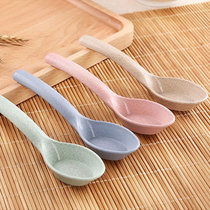 5只小麦秸秆儿童勺子 厨房餐具调羹防烫喝汤勺 学生餐勺(粉色)