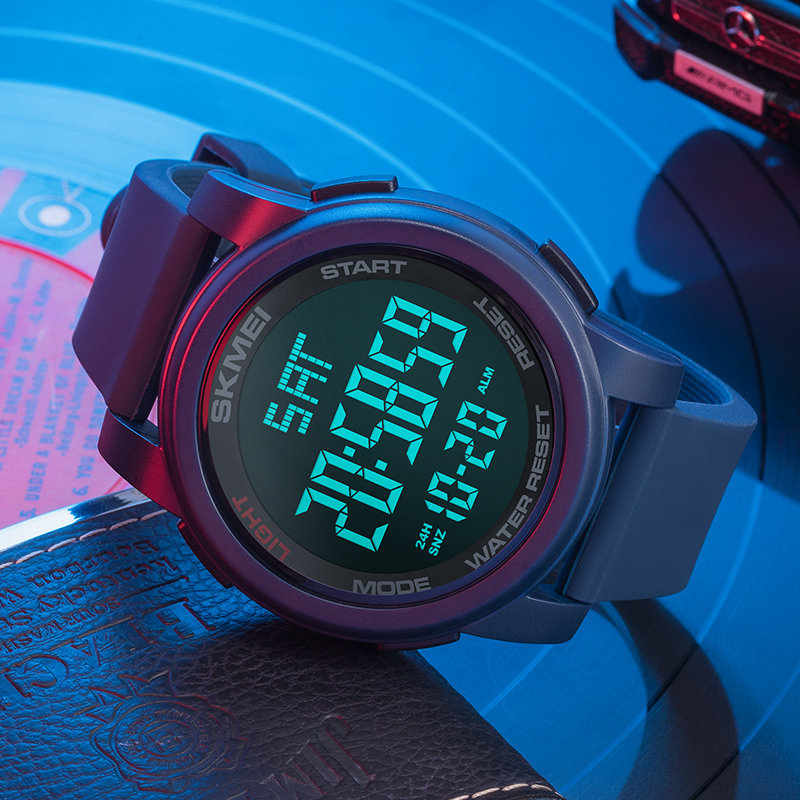 国产品牌表时刻美skmei手表男士运动表多功能学生夜光电子表1257红色