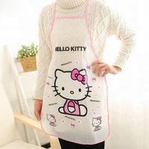 2个装韩版Kitty围裙时尚卡通可爱画画奶茶店罩衣餐厅厨房防油防水围裙（新疆西藏青海不发货）(颜色款式图案随机 2个装)
