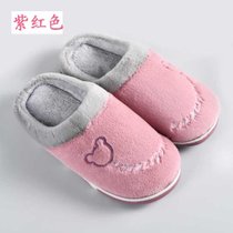 足乐足美180589W加厚保暖舒适冬季女士棉拖36-37酒红/紫红 舒适保暖 加厚防滑