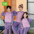 木木屋儿童珊瑚绒款男童女童加厚加绒秋季中大童睡衣家居服亲子装(120码 紫加紫)