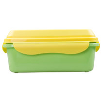 甜厨（TenCook） 940ml彩色系列抽真空保鲜盒 饭盒便当盒 微波炉冰箱可用 樱草黄+松花绿可分隔 TCVSB01314