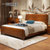 一米色彩 全实木床 现代简约中式双人橡木主卧床(海棠色 1.8米单个床)