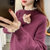 外穿女士毛衣2020年秋冬新款半高领蕾丝拼接针织打底衫女内搭洋气(紫红 L.)