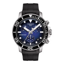 天梭(TISSOT)瑞士手表 海星系列橡胶表带石英男士手表潜水表(蓝色)