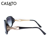 卡莎度(CASATO) 太阳镜时尚个性大框潮 防紫外线太阳镜 墨镜56140(亮黑色)