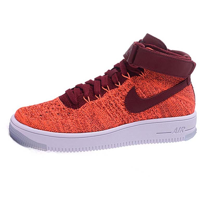 nike耐克男女空军一号高帮板鞋af1飞线情侣运动休闲跑步篮球鞋(火焰红