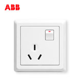 ABB开关插座面板德逸系列白色86型16A三孔带开关插座空调插座AE228