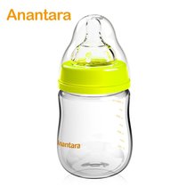 恩诺童新生儿玻璃奶瓶 宽口径无手柄吸管 硅胶嘴防胀气新生儿宝宝用品(240ML(6个月以上))