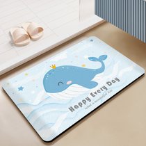 硅藻泥速干地浴室卫生间门口垫吸水防滑脚垫洗手间厕所地毯软垫子(定制尺寸联系客服【不支持退换】 可爱鲸鱼【长方形】)