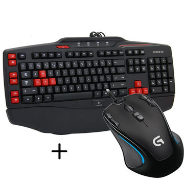罗技（Logitech）G103+G300S 有线游戏键盘鼠标套装 带掌托 魔兽世界 CF/ LOL编程(黑色 G103+G300S)
