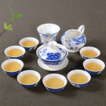 润器 青花瓷茶具 茶具配件套装家用功夫茶杯茶壶茶道包邮(12头国色天香盖碗)
