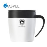ASVEL星巴克水杯不锈钢真空隔热金属杯子创意马克杯带盖S330N(灰色)