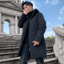太子龙男士羽绒棉服潮牌2019新款连帽工装轻薄帅气潮流学生中长款冬季外套   STZDQCY8889(TZL-STZDQCY8889黑色 L)