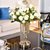 轻奢玻璃花瓶摆件客厅插花高级感餐桌干花鲜花高档美式欧式装饰品(花瓶高款4白色玫瑰)