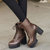 2016新款欧美皮带扣厚底中筒靴欧美马丁靴女靴子h136（需要单里下单时请备注）(棕色 35)