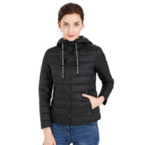 女士轻薄羽绒服连帽短款冬季时尚韩版修身显瘦大码保暖上衣外套6810(黑色 XL)