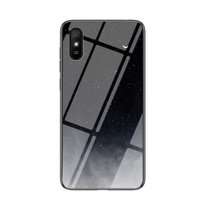 小米红米9手机壳新款9A星空彩绘玻璃壳Redmi9防摔软边红米9a保护套(星空月牙 红米9A)