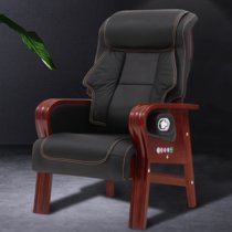 云艳YY-LCL1329 办公椅可躺座椅人体工学椅实木椅子大班椅-牛皮(默认 默认)