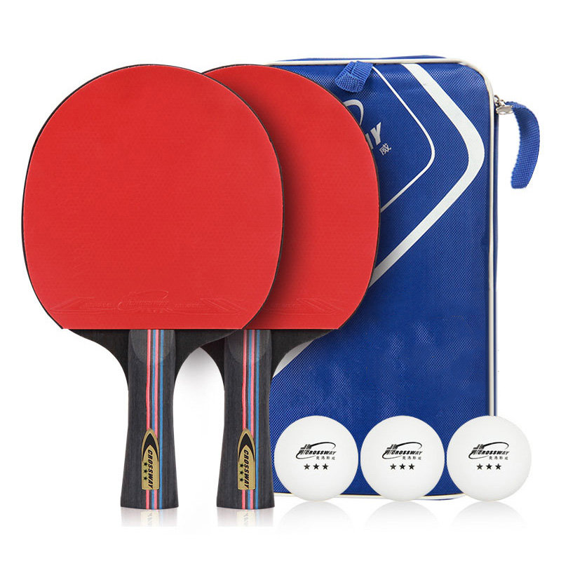 乒乓球克洛斯威初学者运动三星乒乓球拍1100黑红色直拍横拍返回商品页