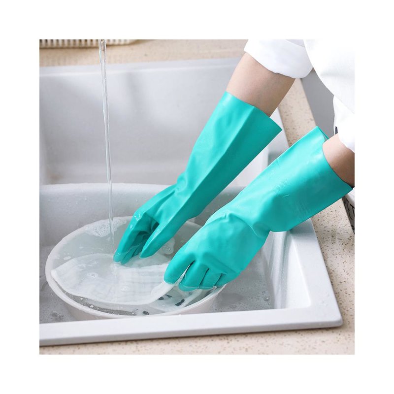 清洁工具丁腈橡胶手套女家务塑胶清洁厨房洗碗洗衣服防水耐用耐磨纯色