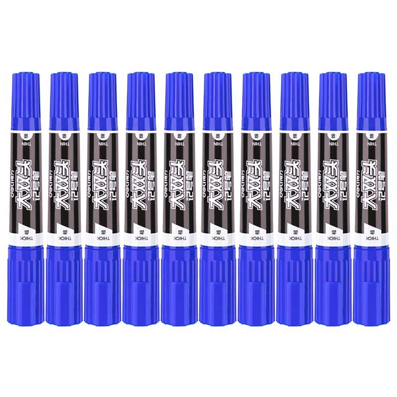 得力s555大双头记号笔蓝支对公