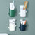 卫生间牙刷置物架壁挂式沥水免打孔浴室洗漱台梳子牙膏筒收纳筒(四个装（绿+灰白+灰白+蓝）)