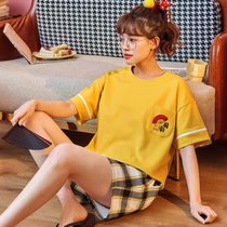 SUNTEK睡衣女夏季年新款韩版学生短袖短裤可出门薄款家居服两件套(L-6605)