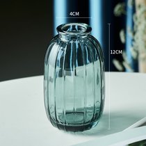 复古浮雕日式创意简约玻璃小花瓶轻奢网红水培插花迷你装饰品摆件(217特价款（原色绿） 小)