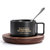创意美式咖啡杯碟勺 欧式茶具茶水杯子套装 陶瓷情侣杯马克杯.Sy(美式咖啡杯(亚光黑)+勺+木盘)