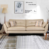 TIMI天米 北欧沙发 现代简约沙发 皮艺沙发组合 单人双人三人沙发 客厅沙发组合(米色 双人位沙发)