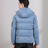 秀世男士羽绒服 2020年冬季新款潮流宽松保暖外套男士休闲加厚外套008(蓝色 M)